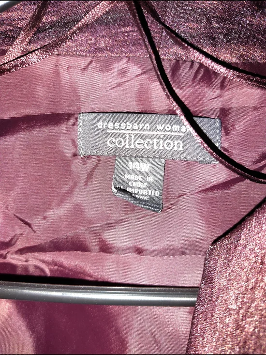 Women's Shimmery Beaded Burgundy Tiered Dress with Cropped Jacket - Picture 4 of 7